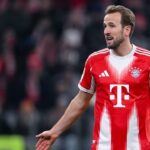 Ekspresi Harry Kane dalam laga Bundesliga antara Bayern Munchen vs Mainz, Minggu