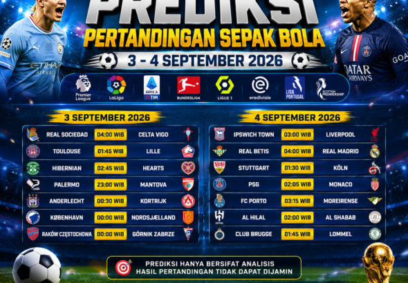prediksi pertandingan sepak bola 3-4 september 2026